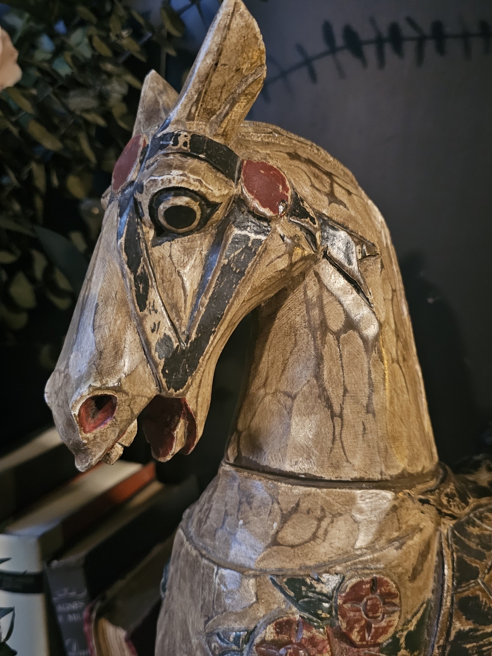 Vintage-Style Cream Wooden Rocking Horse Decorative Accent - Picture 2 of 6